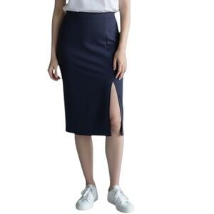 Babaton Date Slit stretch pull on midi skirt in blue size 6 excellent condition